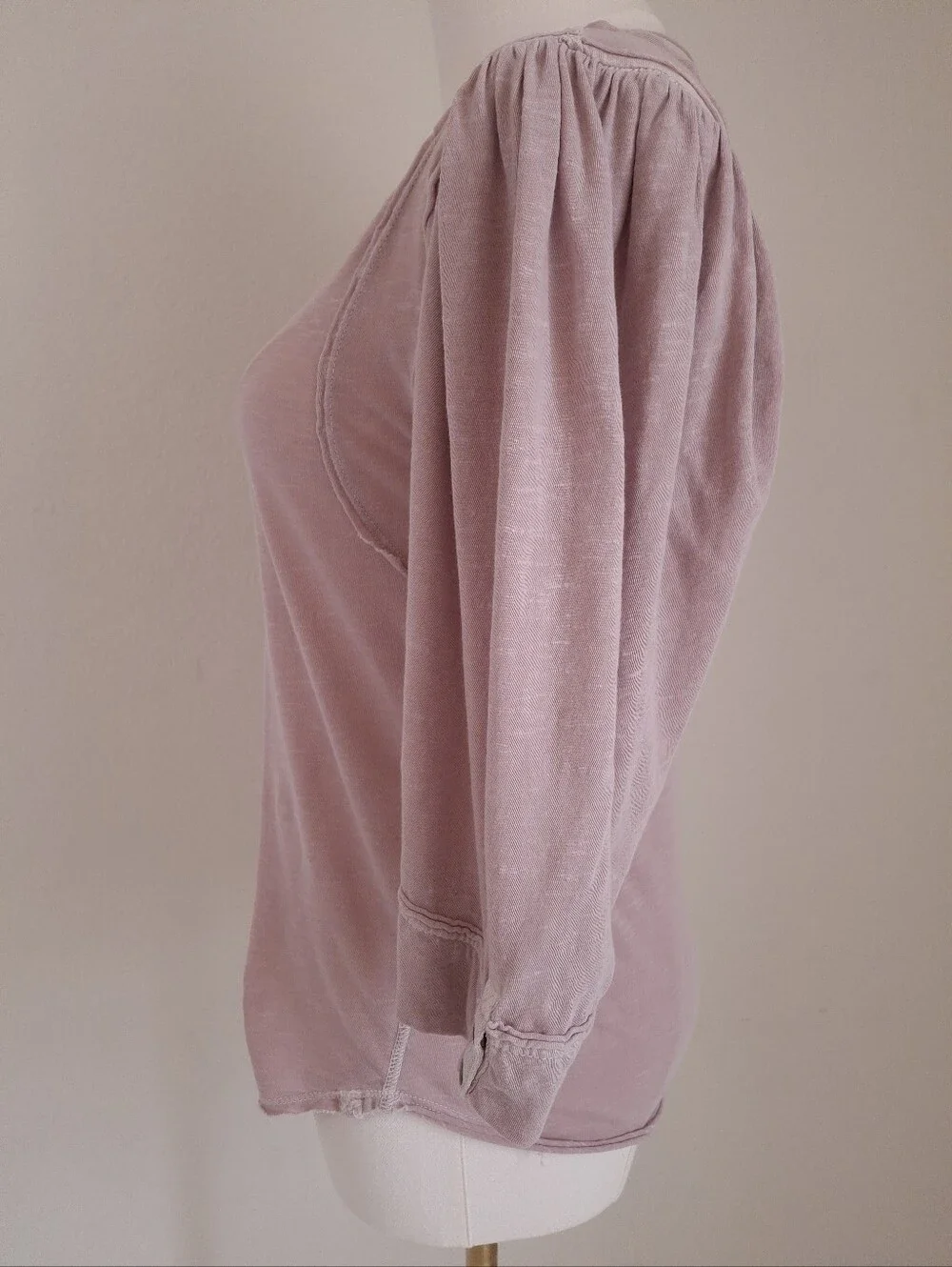 We The Free Snow Drop Puff Sleeve Slub Cotton Henley Tee